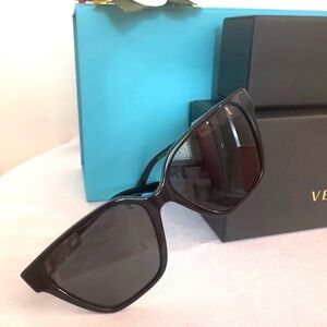 VERSACE ~ Butterfly sunglasses featuring black acetate frame dark grey lenses